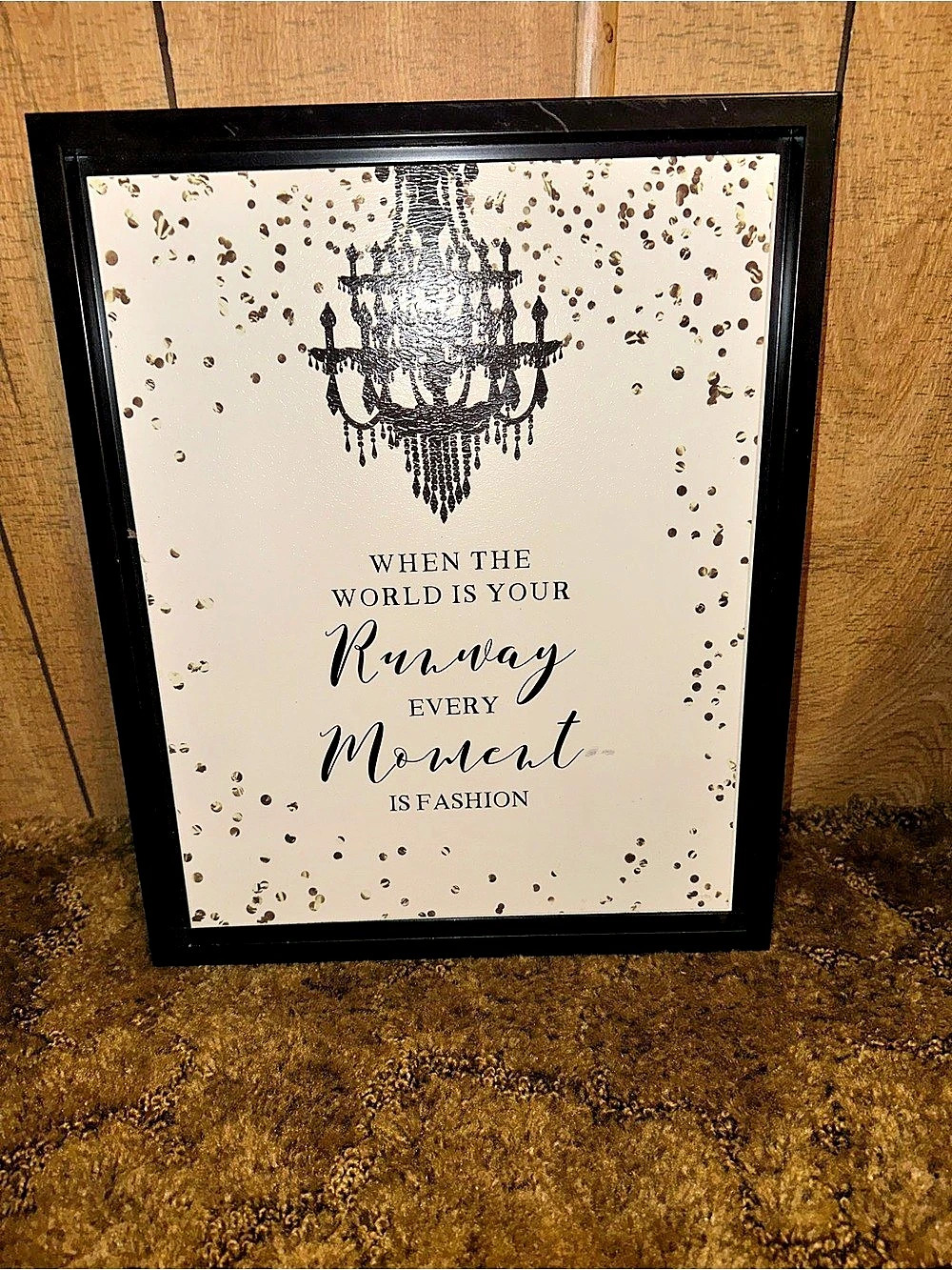Framed Runway Fashion Quote Wall Art in White & Black